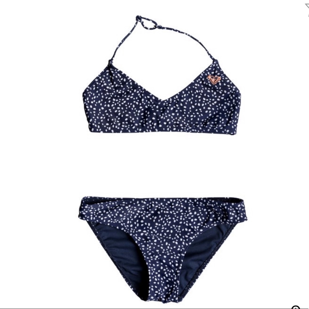 Roxy girls seaside tri swim suit set polka dot 💙